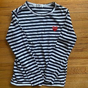 Iconic Comme des Garçons PLAY striped long sleeve tee! Womens S, M